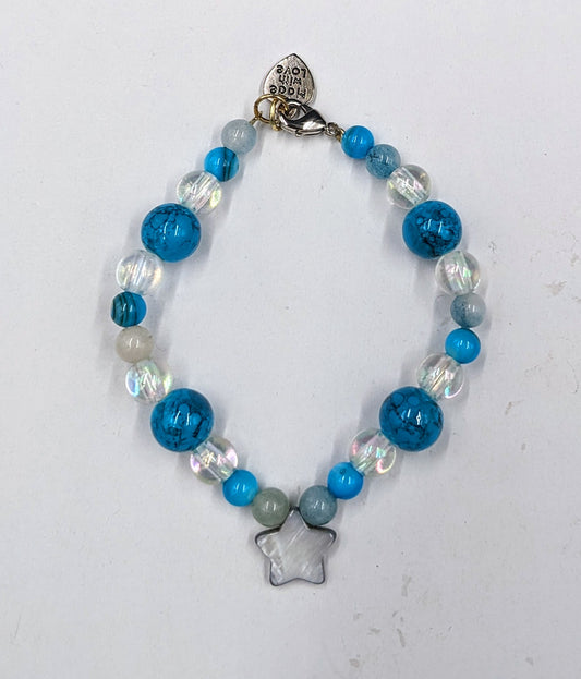 Blue/clear star bracelet