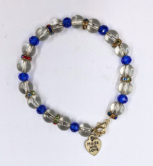 Blue/clear rainbow bracelet