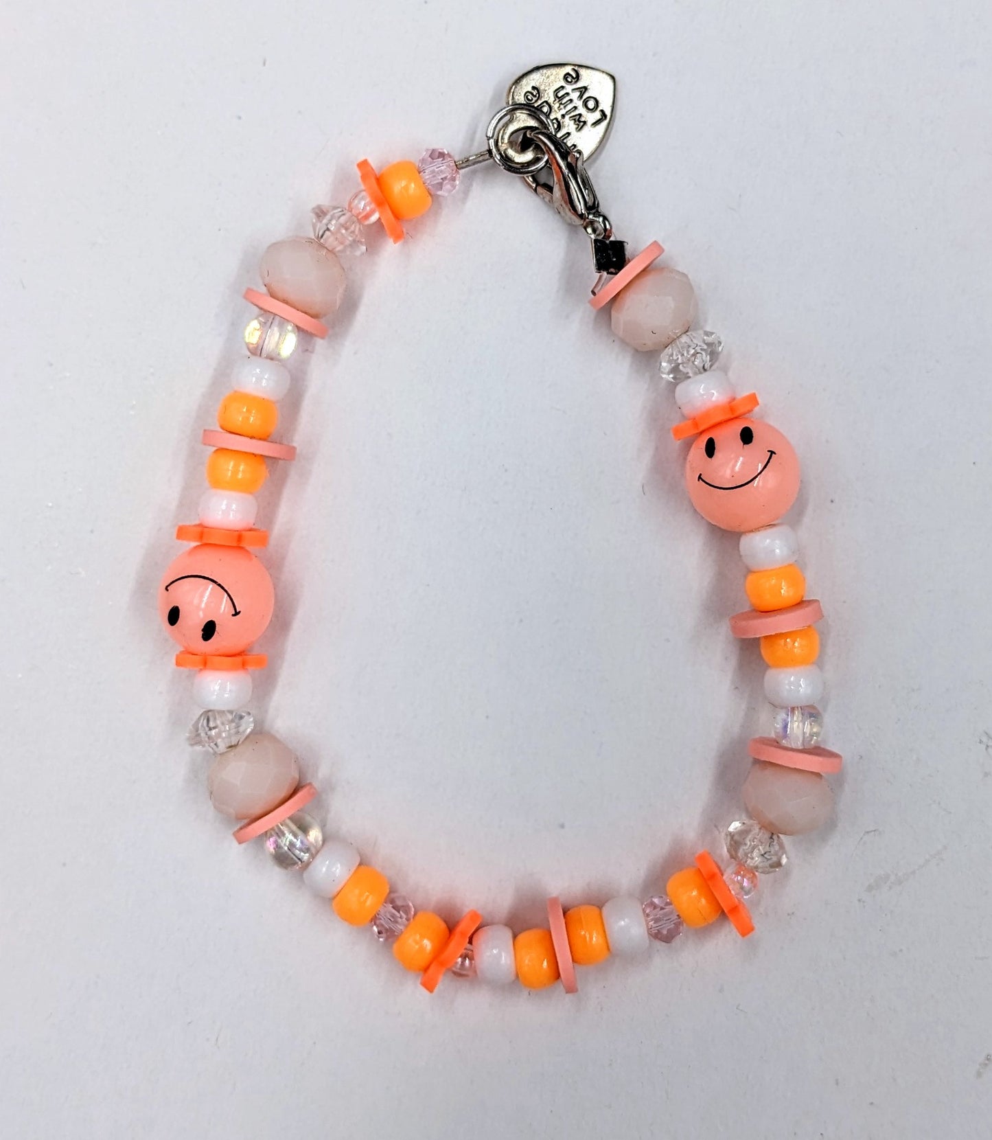Orange/peach smiley bracelet